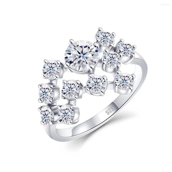 Rings de cluster Madison Audury Moissanite for Women 925 Prata esterlina Design exclusivo Lady Wedding Gifts Ring de luxo de jóias finas em
