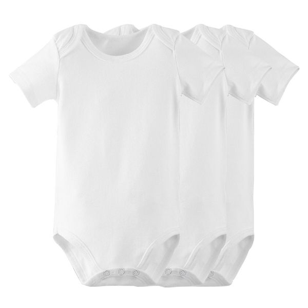 Baby-Strampler aus reiner weißer Baumwolle, Wickel-Gesäß, weißer Sommer-Overall, Kleidung für Neugeborene