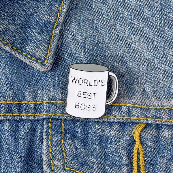 Melhor chefe de caneca de caneca de broooch de caneca de café xícara de esmalte diário de suprimentos diariamente pins para homens homens boss presente de lapela jóias