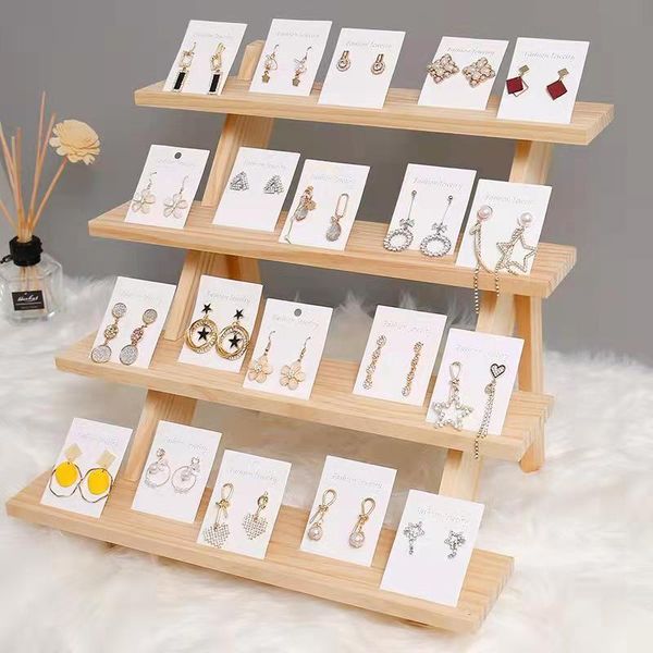 Boxen Holz Ohrringe Schmuck Lagerung Ständer Display DIY Organizer Ring Halskette Rack Ohr Stud Halter Holz Basis Requisiten Großhandel Geschenke