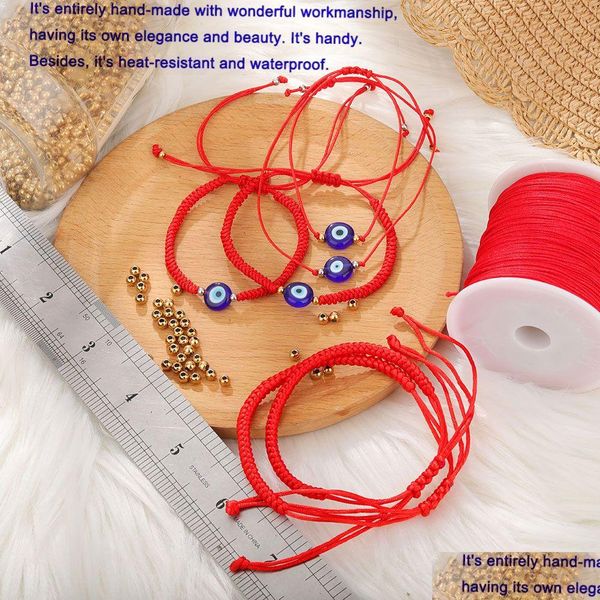 Cadeia 2021 Made Made Blue Eye Charme Surilizado Bracelete Red Thread Para pulseiras de mão Kabh String AMet Nazar Family Casal Fri Dhgzp