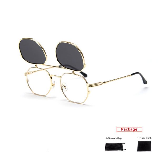 Sonnenbrille mimiyou Polarisierte Polygon Flips Up Sonnenbrille Vintage Punk Männer Sonnenbrille Marke UV400 Brillen Shades 230519