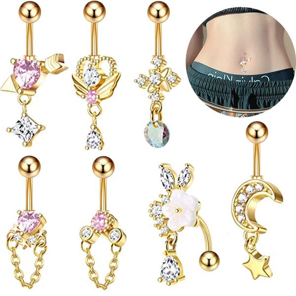 Tabela de umbigo com umbigo pendurando mulheres de verão Medical Aço inoxidável Piercing Body Jewlery 2023 Novo atacado