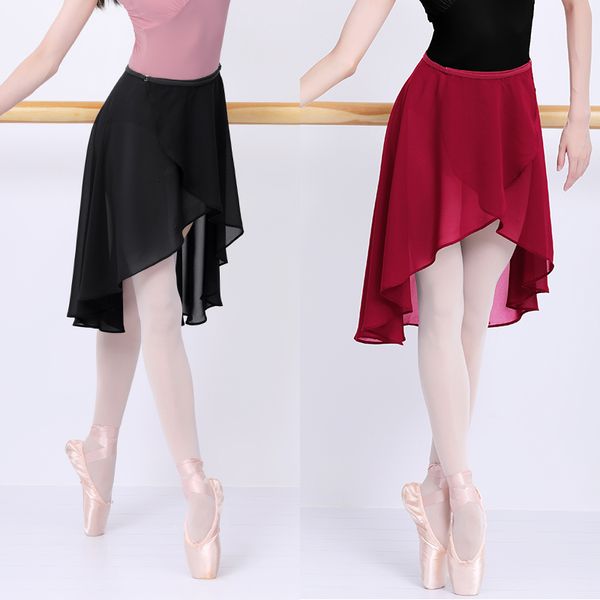 Danwear mulheres saias de balé meninas vestido de balé de chiffon saia tule de dança de poliéster preto vestido de treinamento para adultos 230520