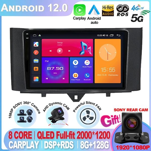 Per Mercedes/Benz Smart Fortwo 2005-2010/2011-2015 2 DIN Android 12 Autoradio Lettore Multimediale Carplay Auto navigazione GPS-2