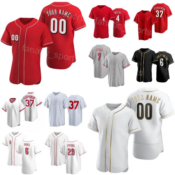 Baseball personalizzato 4 Wil Myers Jersey 29 TJ Friedl 37 Tyler Stephenson 7 Spencer Steer 32 Jason Vosler 6 Jonathan India Joey Votto Sewing Red White Black Men Lady Youth H-R