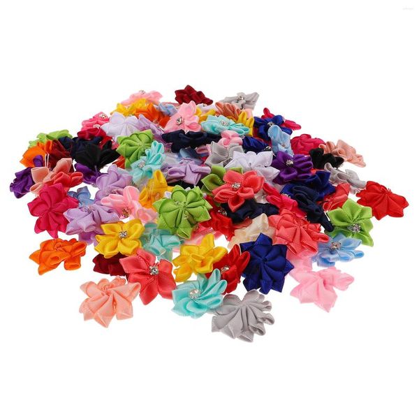 Flores decorativas 100pcs jeans Cabeças de flores Os enfeites costuram em tecido de apliques florais de motivos