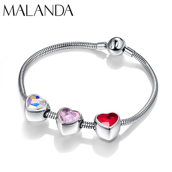 Pulseiras cristais de swarovski pulseira dupla face becharmed coração contas personalizado charme pulseira para presente de jóias de casamento feminino