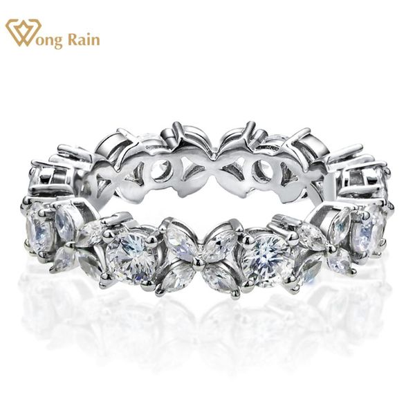 Set Wong Rain Sterling Sier Marquise Cut White Sapphire Creato Moissanite Row Diamond Anello Delippy Gioielli Drop Shipping