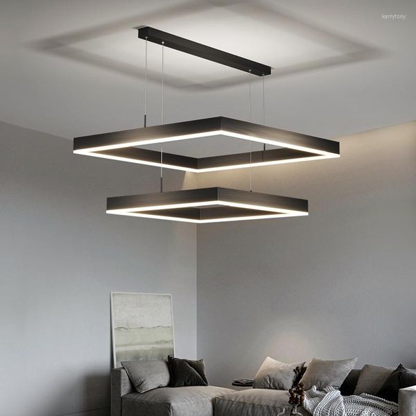 Lampadari Soffitto moderno Soggiorno Lampada a sospensione concisa Sala da pranzo Lampade nordiche quadrate Luci a led