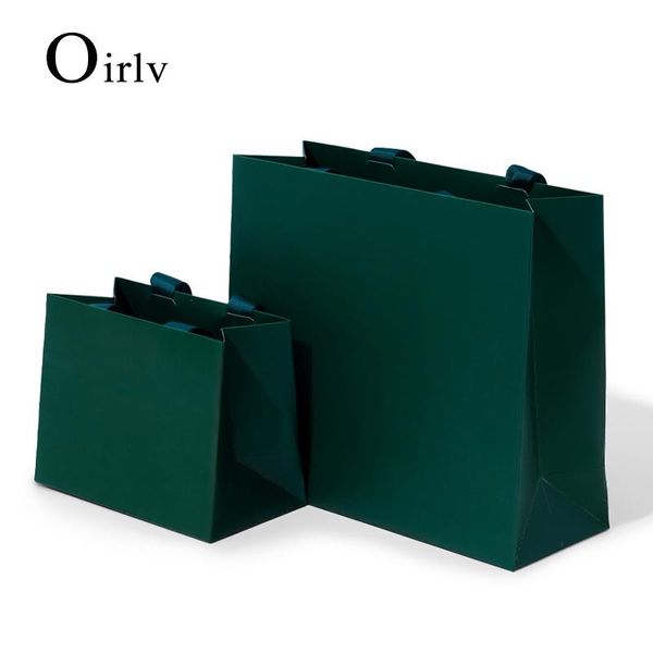 Display Oirlv 10 pçs/lote Verde Fresco Sacos de Jóias de Papel Especial com Fita para Jóias e Loja de Presentes Favores Do Partido Sacos de Papel Pakaging