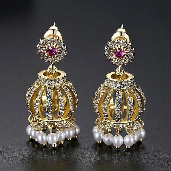 Nodo etnico zingaro Jhumka perlina orecchino a goccia donne nuziale nappa indiano Jhumki moda festa di nozze gioielli strass cristallo orecchino