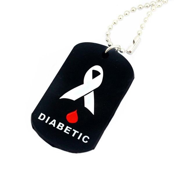 Colares pendentes Colar de aviso médico criativo Diabetic Sile Tag Sile Long for Women and Men Health Lembre