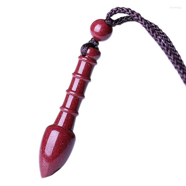 Collane con ciondolo Oro viola Sabbia Cinabro naturale Carving Wenchang Pen Pendenti Fortuna per studente Corda Collana a catena Gioielli JoursNeige