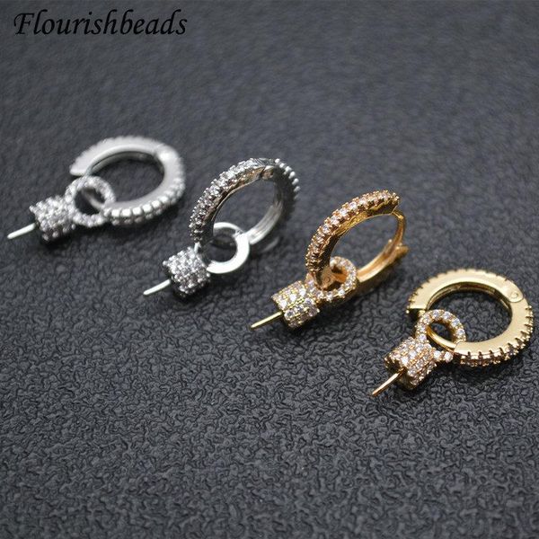 Polierte, gepflasterte Strass-Ohrringverbinder mit Pin-Fit-Perlen, DIY-Ohrringe, luxuriöse Schmuckherstellungskomponenten, 30 Stück