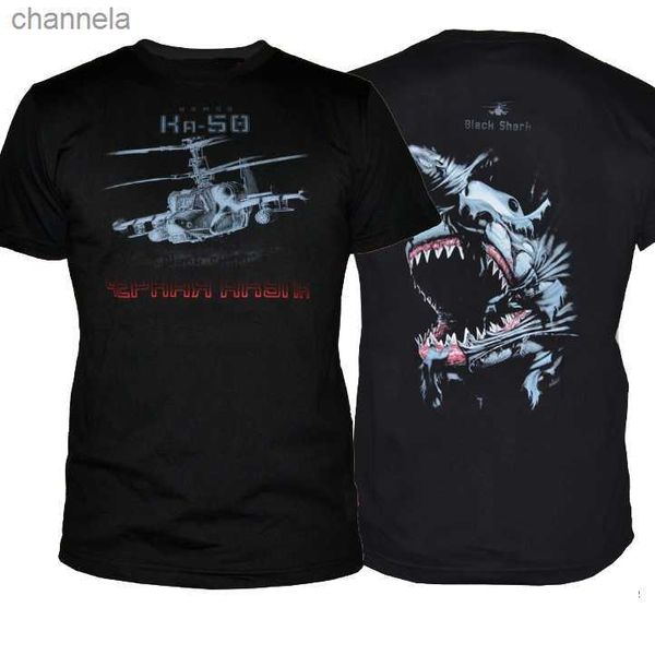 T-shirts masculinos Russo Kamov Gunship KA-50 Black Shark Attack Helicopter T-shirt. Summer algodão o-pescoço