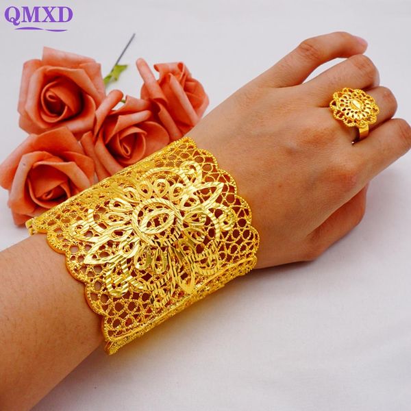 Bangle Luxury Gold Color Bangle Ring Set for Women Flower Bangle Desenta