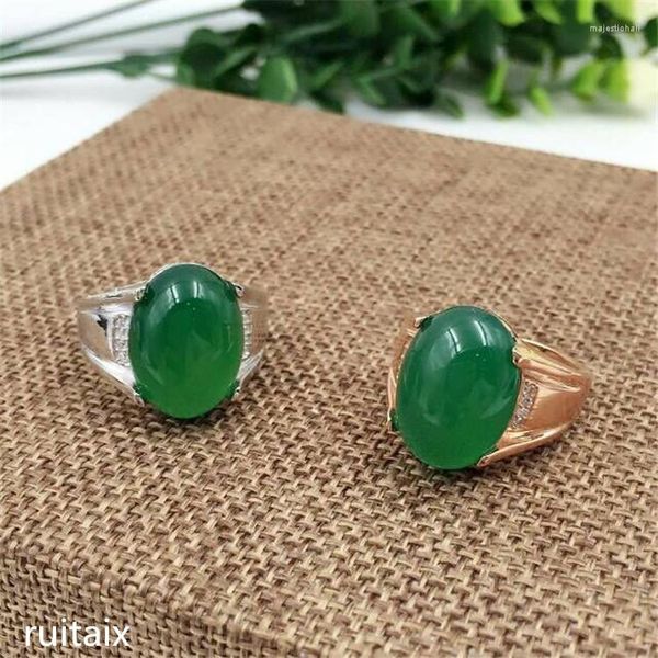 Ringos de cluster kjjeaxcmy jóias finas 925 prata pura verde natural jade medula anel de decoração decoração de flores silvestres oval de caranguejo alienígena