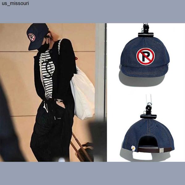 Ball Caps Snapbacks KPOP G-Dragon P Lettera Ricamo Cappello da cowboy Lavato Denim Blu Berretto da baseball GD Fashion Personality Long Rope Cap Coppia Regali J230520