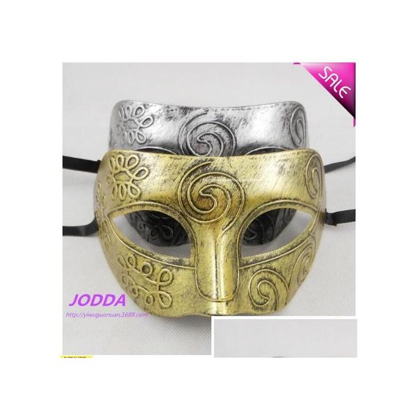 Maschere per feste Costume Maschera Mens Retro Gladiatore grecoromano Masquerade Vintage Golden / Sier Sier Carnival Halloween D150 Drop Delivery H Dhpkt