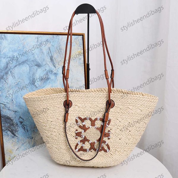 Borse a tracolla a righe di design di lusso Borsa da spiaggia estiva da donna Borsa di paglia di grande capacità Borse casual Borse da donna Borsa da spiaggia estiva stylisheendibags