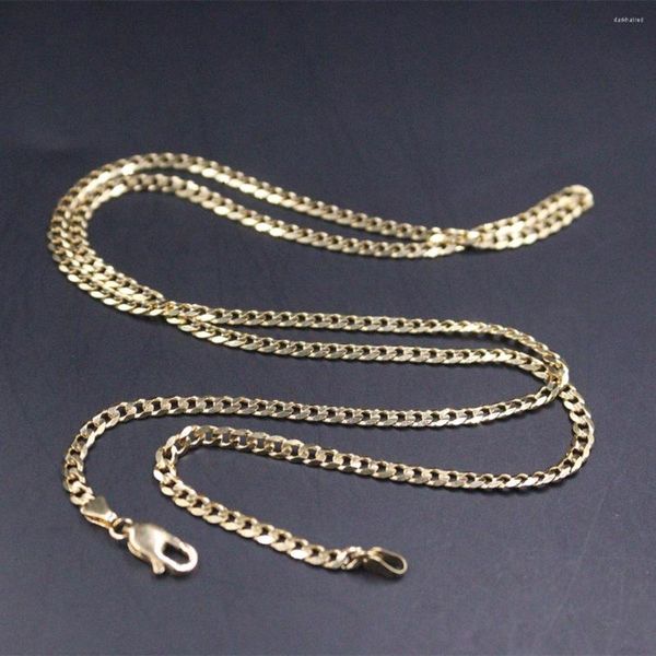 Catene Pure Au750 Catena in oro giallo 18 carati Uomo Donna 3mm Curb Link Collana 11,6 g 21,2 pollici