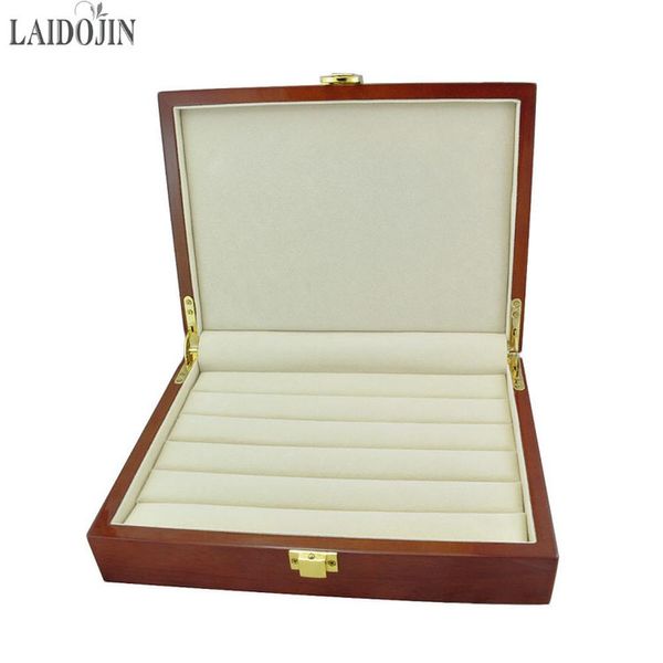 Caixas Laidojin 20Pairs Capacity Cufflinks Box Box Jóias de Jóias Caixas de Presente de alta qualidade Caixa de madeira pintada 240*180*55mm