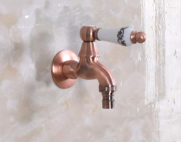 Torneiras de pia do banheiro Antigo Red Copper Brass Montagem de parede Cerâmica Máquina de lavar torneira / água do jardim Tap / lavanderia AAV305