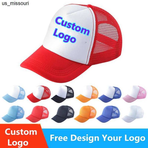 Caps de bola Chapéus de caminhoneiro personalizado Impressão para homens adultos Mulheres verão 5 painéis em branco Visor de malha de malha de beisebol Cap ajustável Snapback J230520