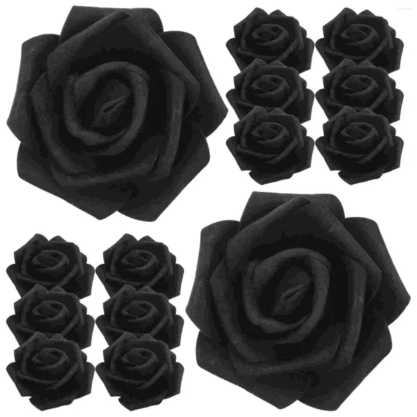 Fiori decorativi 100 pezzi Testa di rosa senza stelo Fiore nero Decorazioni per tavolo da pranzo Rose artificiali Mini mazzi di spose Matrimonio