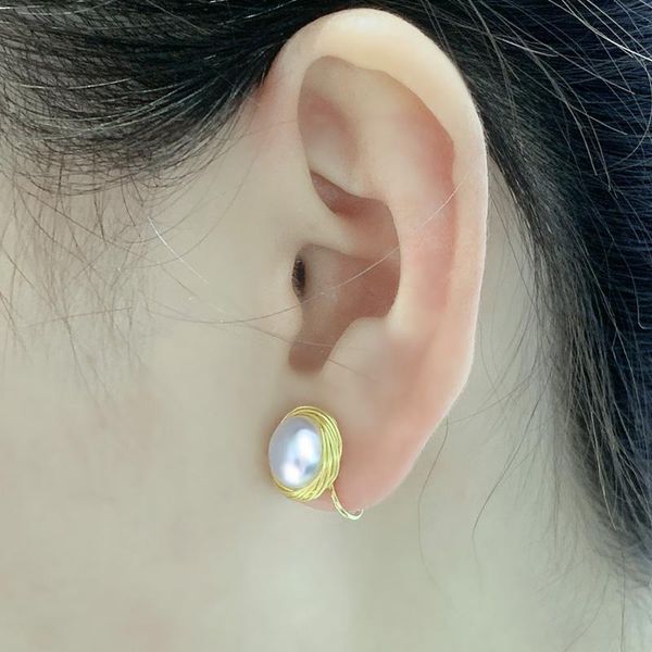 Ohrringe ZHIXI Natürlicher Süßwasserperlen-Ohrringclip, 14 Karat Gold gefüllt, ohne Ohrlöcher, originelles, handgefertigtes Damen-Party-Exquisites Geschenk