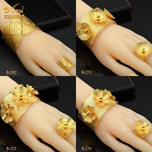 Armreif ANIID Indische Luxus vergoldete Armreifen mit Ring für Frauen Arabisch Dubai Charm Armband Geschenke Afrikanische Hochzeit Party Schmuck Großhandel