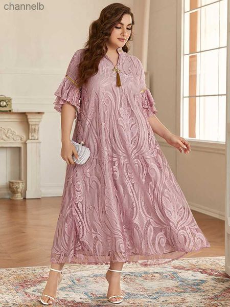 Vestidos casuais toleen mulheres plus size maxi vestidos grandes 2022 novo verão rosa designer de luxo elegante abayas longa muçulmana para festa de festa l230520