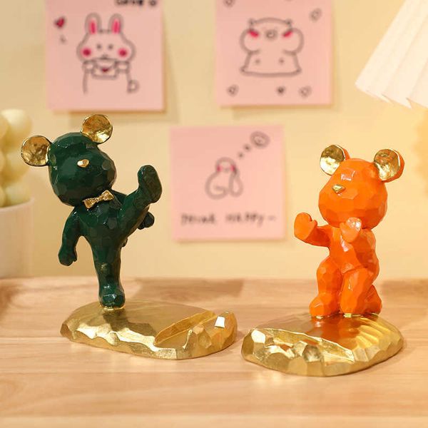 Itens de novidade Bear Sculpture Thone celular Stand Stand Acessórios de mesa de urso