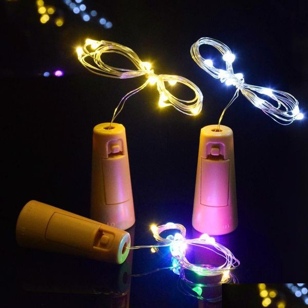 Decoração de festa 1m 10 led Sier Wire Wine Wine Led String Luz de cortiça em forma de lâmpada de garrafa Lâmpada de Natal Drop Drop Home Garden Dhgnu