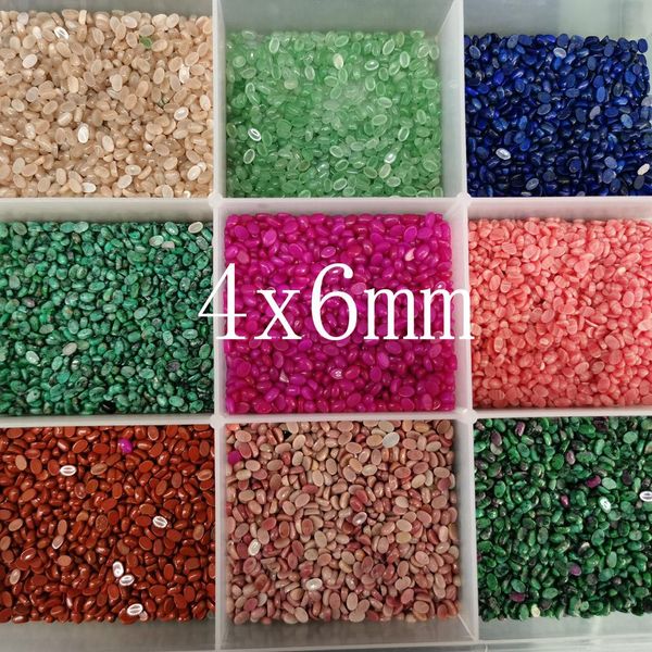 Crystal Fashion sortierte 4x6mm Naturstein Oval CAB CABOCHON Mix Perlen für Schmuckherstellung Großhandel 50 teile/los kostenloser Versand