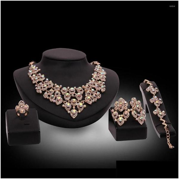 Orecchini Collana Set Gioielli classici Personalità Cristallo Elegante Punk Abito da sposa Dichiarazione di lusso Set africani Parure Bij Dhgarden Dhvtl