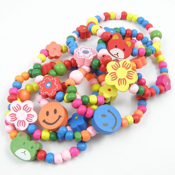 Bangle Groothandel 100 stuks Hout Kinderarmbanden Kinderen Feestcadeau Wholeslae Meisjes Speelgoed Armband Sieraden