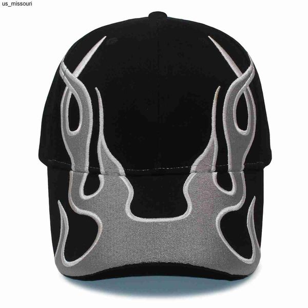 Caps de bola Kanye Hip-Hop Street Brand Flame Baseball Cap Men's Colorblock Racing Cap with Flames J230520