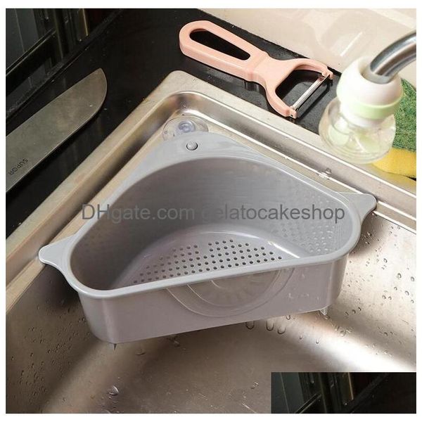 Outras ferramentas de cozinha cestas de drenagem de rack de armazenamento slave com pia de sucção canto de pp pp plástico esponja pincel pano cesta drai dhzso