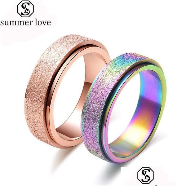 Полосовые кольца высококачественная 6 -мм вращающаяся свадьба для женщин мужчины розовое золото