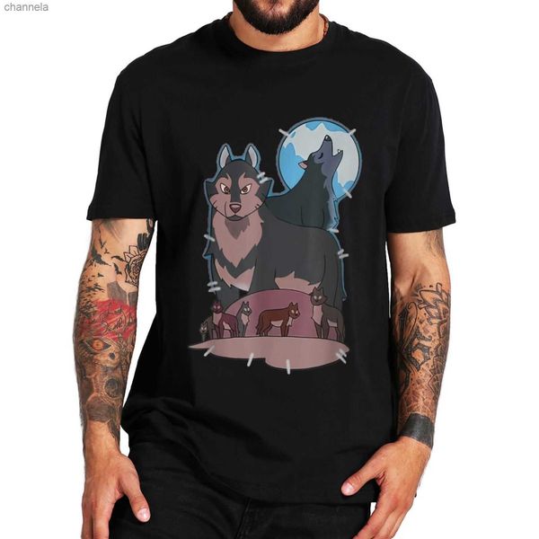 Camisetas masculinas caçadoras de lobo coruja camiseta da série de animação de fantasia de fantasia americana t-shirt 100% algodão tampa de algodão