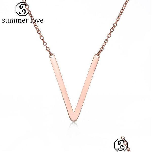 Collane con ciondolo 26 Lettera iniziale Collana in acciaio inossidabile per donna Alfabeto az Colore oro rosa Catena Gioielli Regalo Drop Delivery P Dhiv7