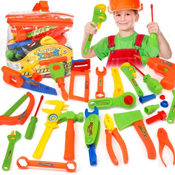 Tools Workshop 34pcs/Set Bahçe Aracı Oyuncaklar Çocuklar İçin Onarım Araçları Oyun Ne Oyun Çevre Plastik Mühendisliği Bakım Aracı Oyuncaklar Hediyeler 230520