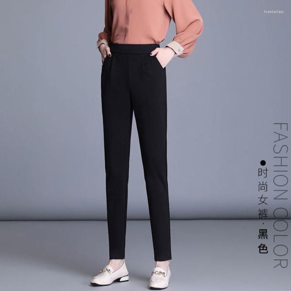 Pantaloni da donna a vita alta elastico sottile coreano versatile spesso e ravanello nero Harlan casual nove leggings abbigliamento donna