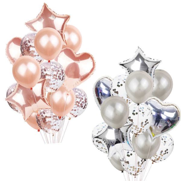 Decorazione 14 pezzi multi palloncino palloncini buon compleanno palloncini in oro rosa ragazzo ragazza forniture per baby shower