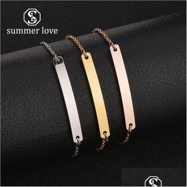 Chaîne Bijoux De Mode Personnalisé Barre Incurvée Vierge En Acier Inoxydable Bracelet Gravure Personnalisée Étiquette Carte Pour Femmes Mère Ami Dro Dh5Rq