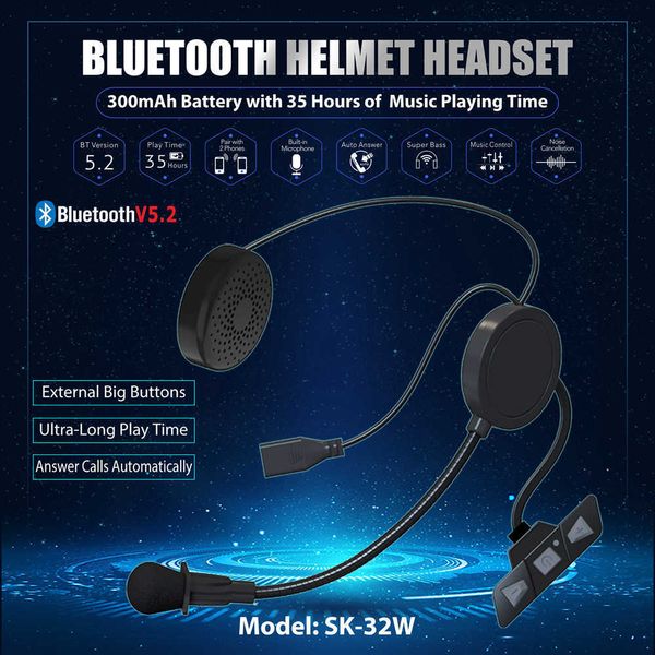 Auto Auto Bluetooth 5,2 Motorrad Helm Headset Drahtlose Freihändige Stereo Musik Player Lautsprecher Noise Reduction Kopfhörer für Moto