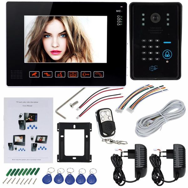 Video-Türsprechanlagen, 9-Zoll-LCD-Monitor, Gegensprechanlage, Heimtelefon, unterstützt Passwort/ID/Fernbedienung, offenes Schloss