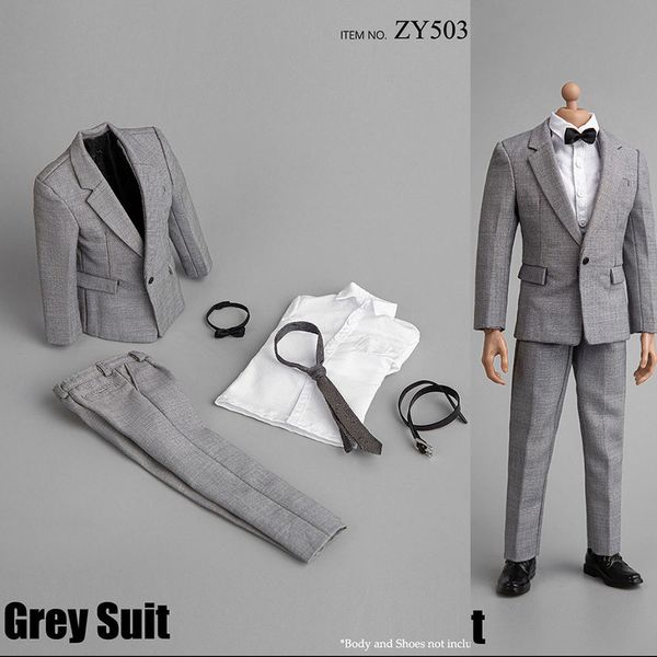 Figure giocattolo d'azione Disponibile 1/6 Accessorio per figura maschile in scala ZY5038 Completo da uomo grigio Set di accessori per abiti modello per 12 pollici 230520